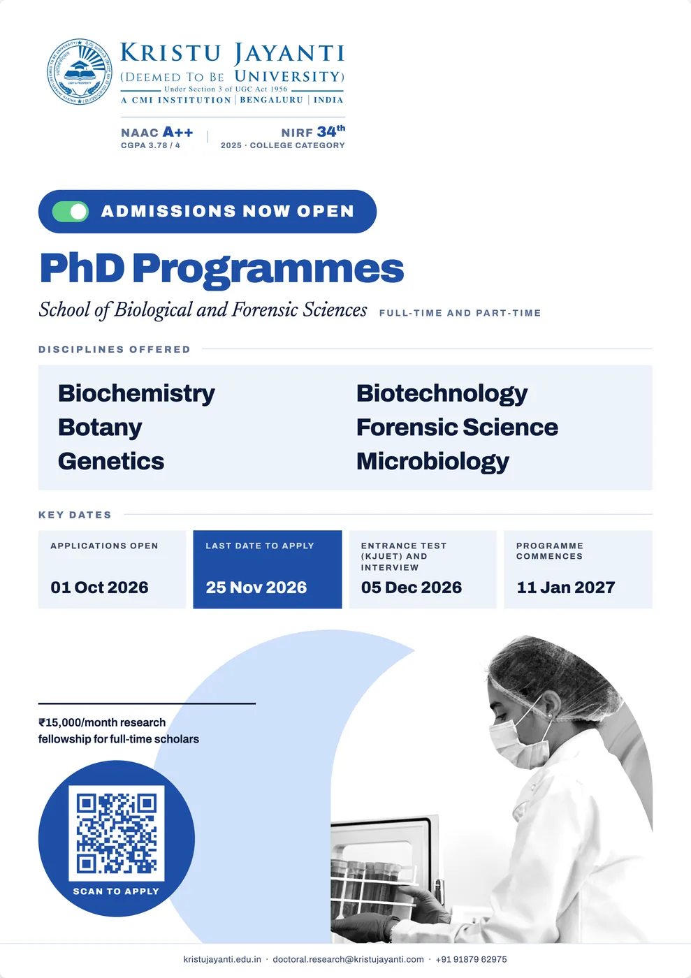 School of Biological and Forensic Sciences PhD Admission Flyer