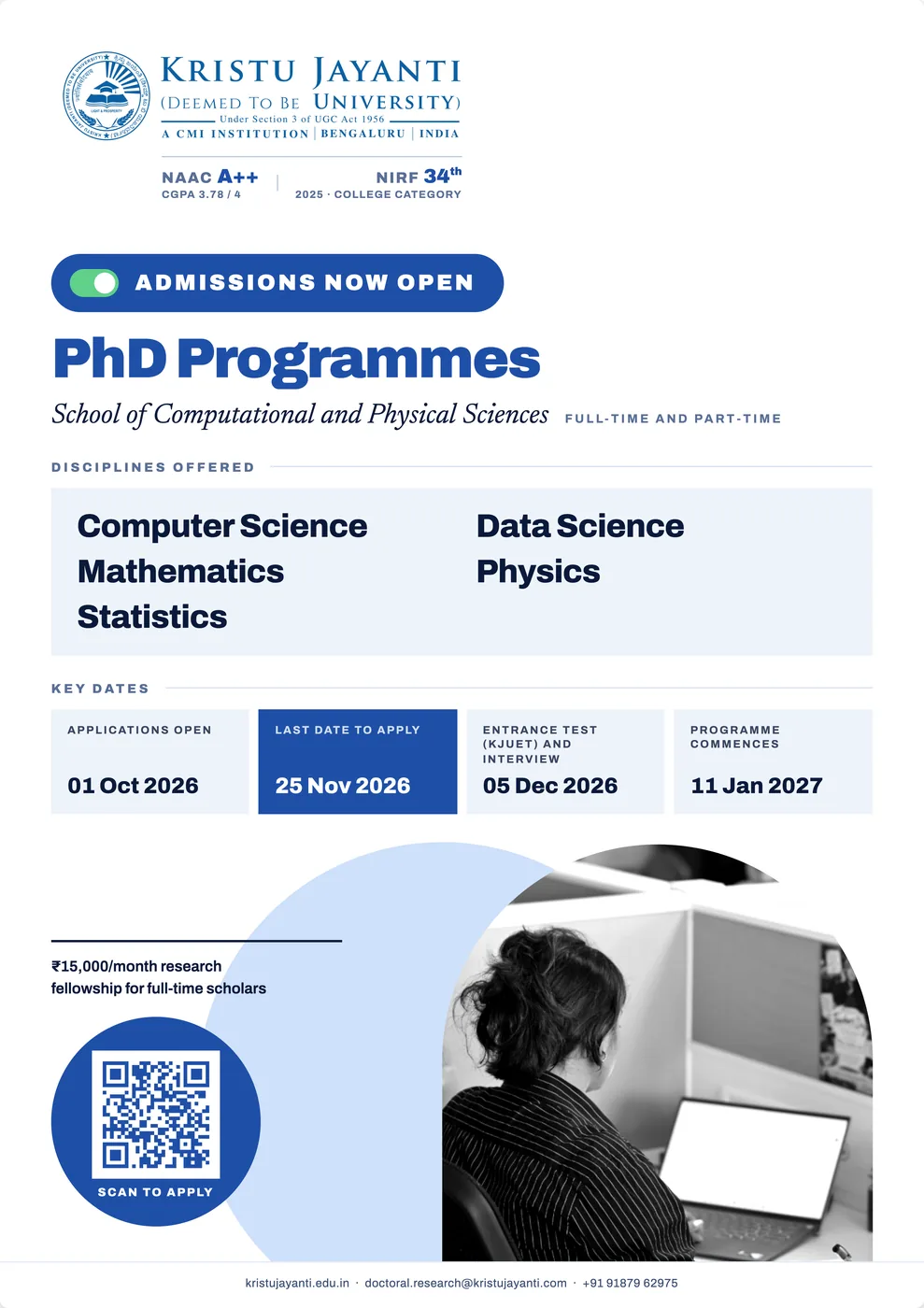School of Computational and Physical Sciences PhD Admission Flyer