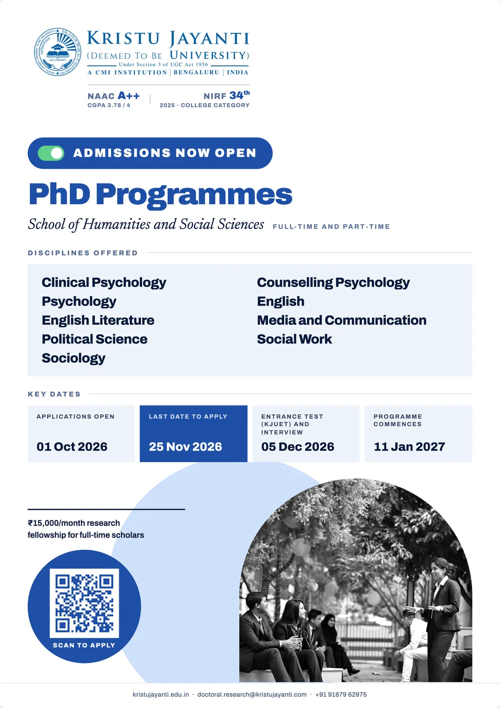 School of Humanities and Social Sciences PhD Admission Flyer